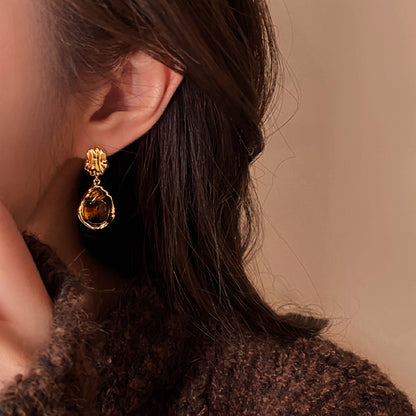 Amber Tiger Eye Earrings