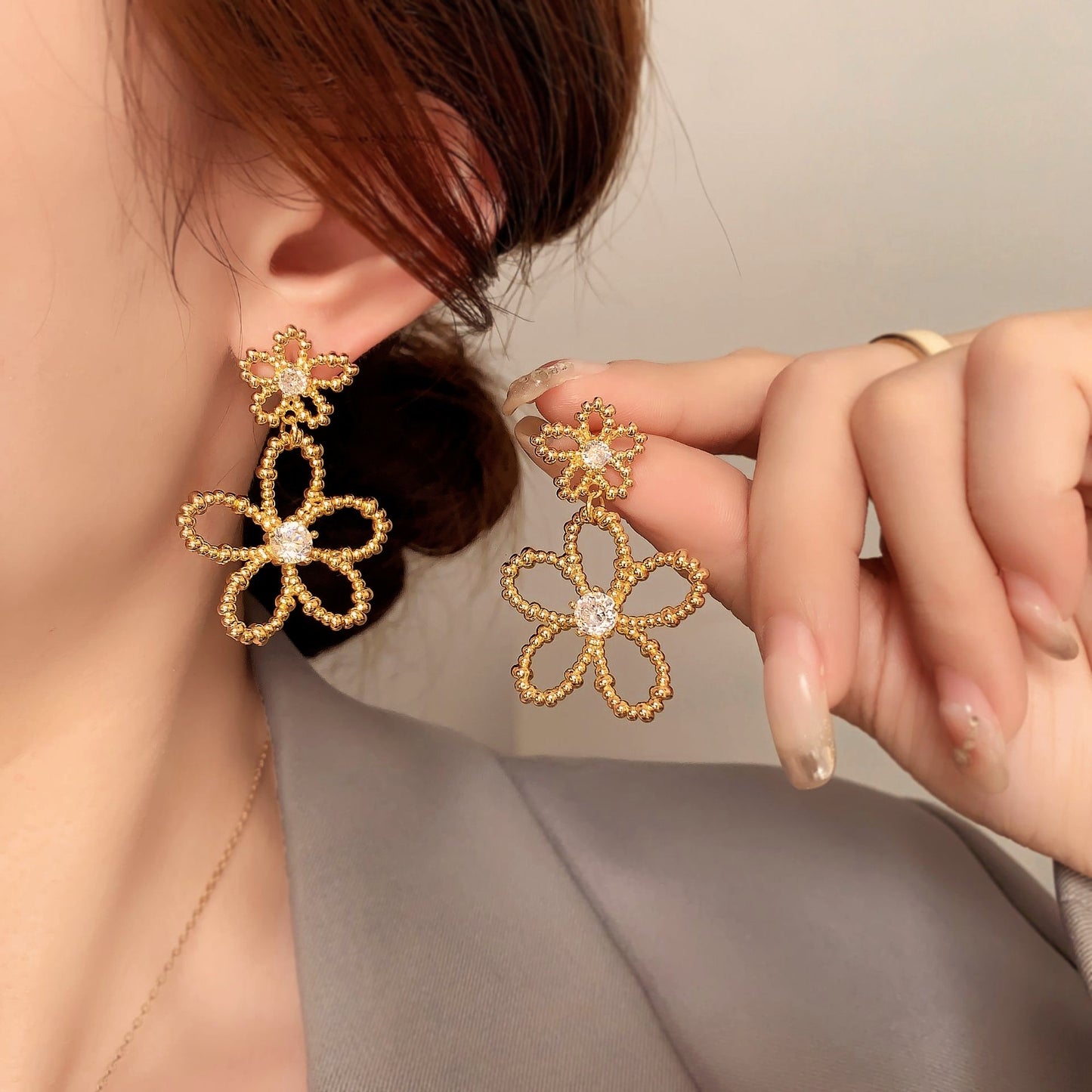 Duo Golden Fleur Earrings