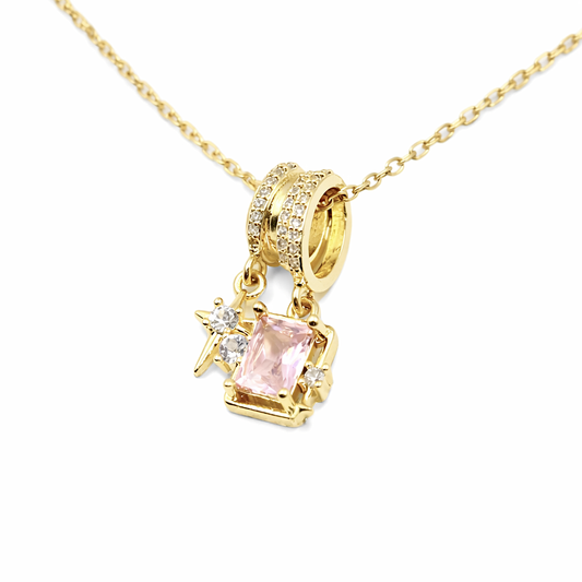 Rosy Prism Spark Pendant Necklace