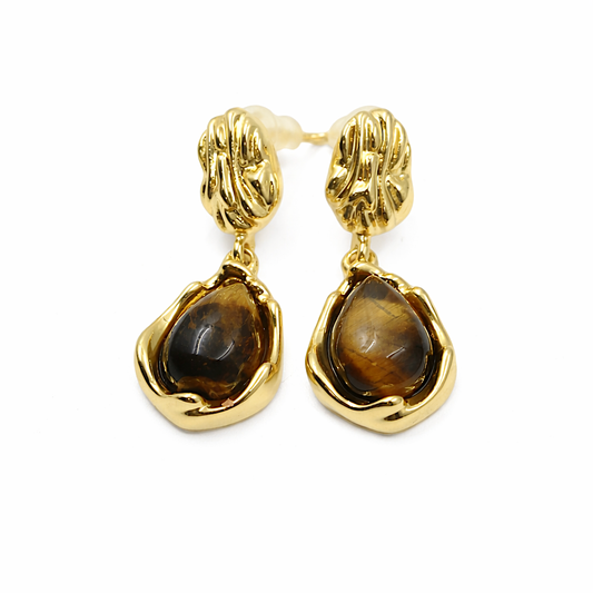 Amber Tiger Eye Earrings