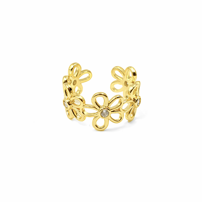 Golden Petal Bloom Ring