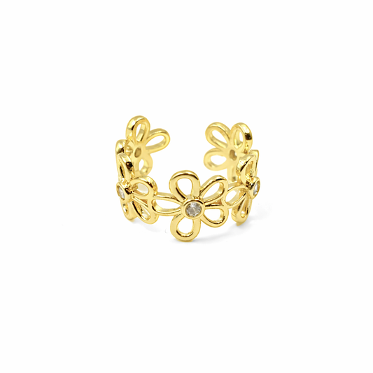 Golden Petal Bloom Ring