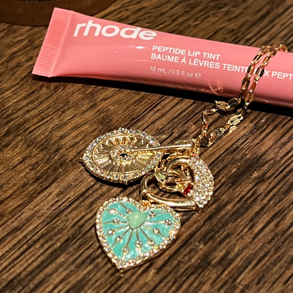 Mint Sunblossom Heart Pendant Necklace