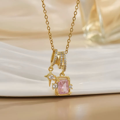 Rosy Prism Spark Pendant Necklace