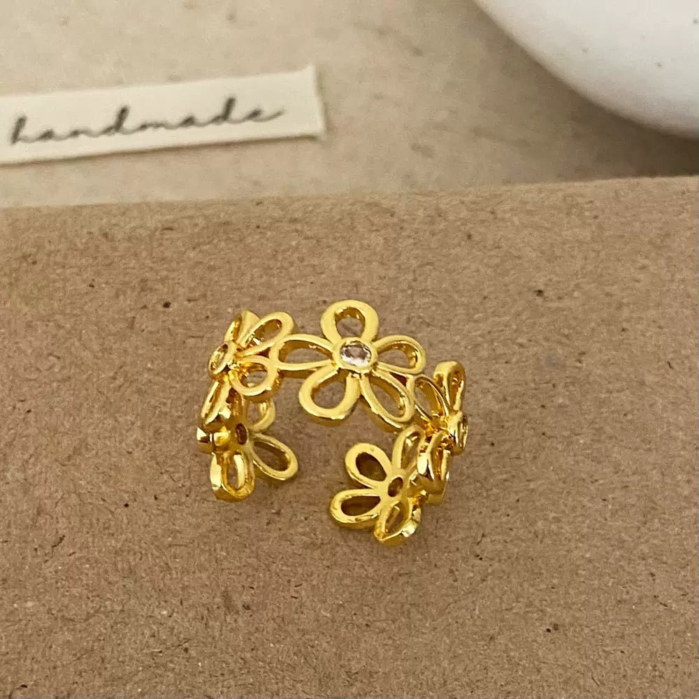 Golden Petal Bloom Ring
