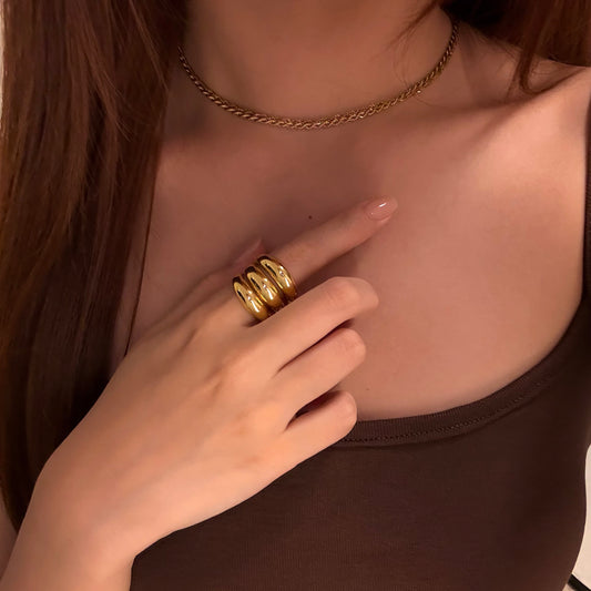 Triple Gleam Geometry Ring