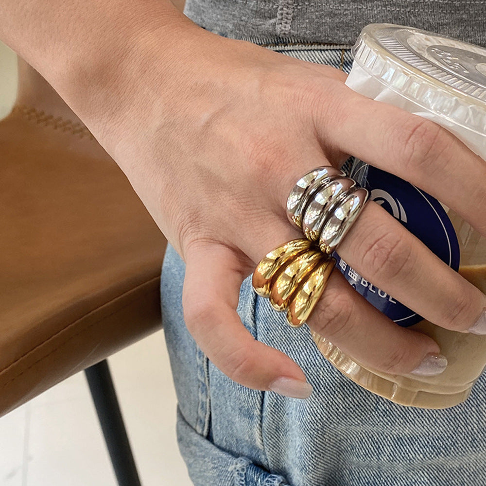 Triple Gleam Geometry Ring