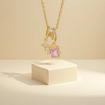 Rosy Prism Spark Pendant Necklace
