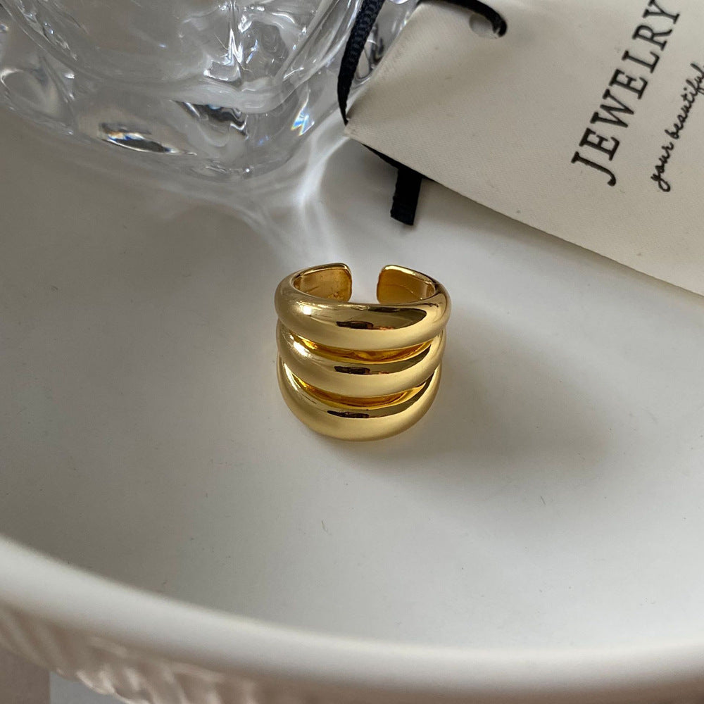 Triple Gleam Geometry Ring