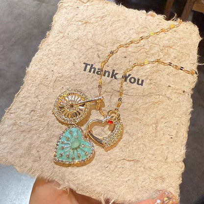 Mint Sunblossom Heart Pendant Necklace