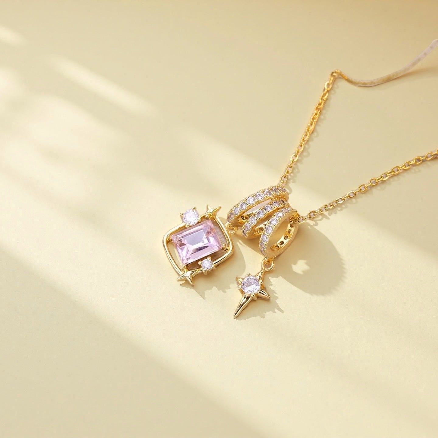 Rosy Prism Spark Pendant Necklace