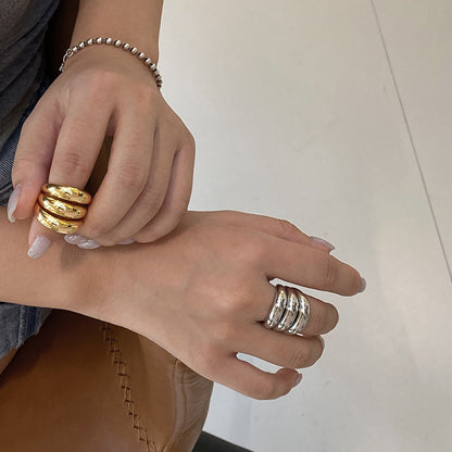 Triple Gleam Geometry Ring